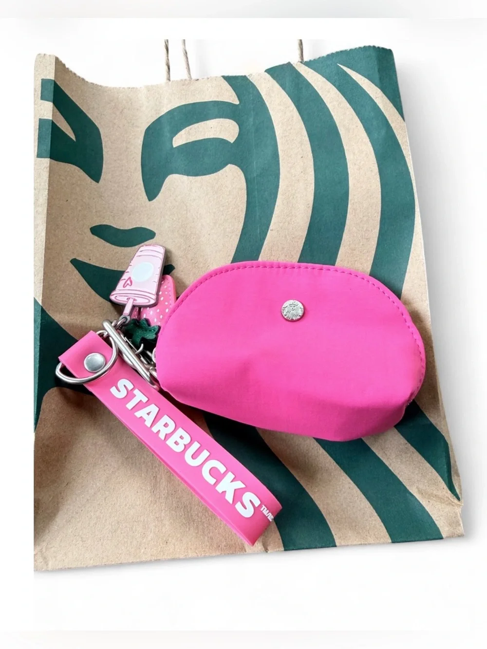 Starbucks Pink Strawberry Charm and Coin Pouch
